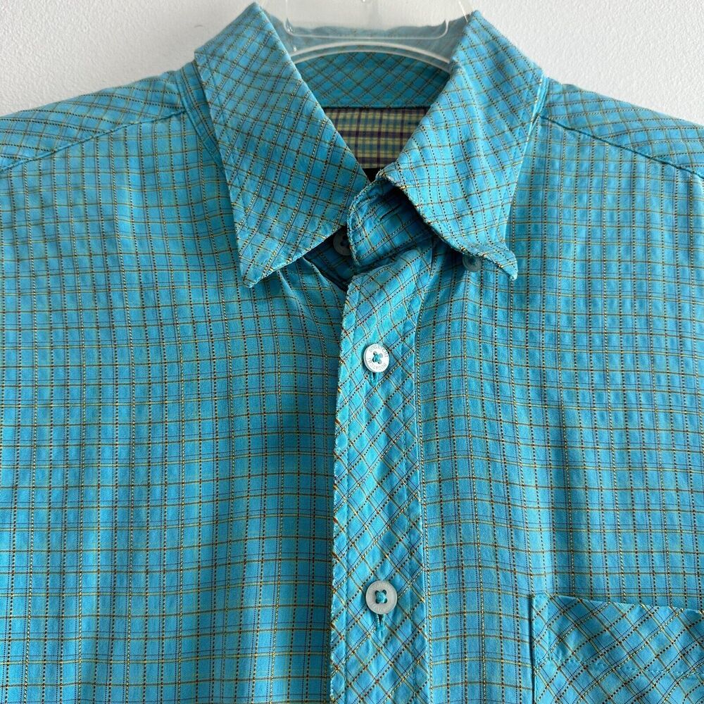 Bugatchi Uhmo Men's Shirt Size L Button Up Short Sleeve Classic Fit Blue - Picture 3 of 6